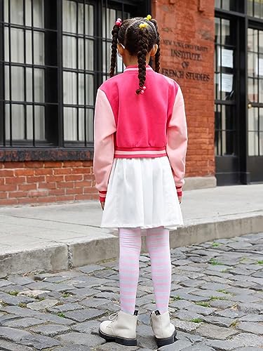 WDIRARA Girl's Letter Print Color Block Baseball Jacket Button Front Long Sleeve Varsity Jacket Outerwear2