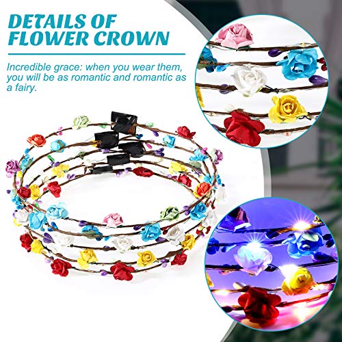 10 Pieces Led Hair Barrettes Flashing Optic Braid Dancing Hairpin And 5 Pieces Led Flower Crowns Light Up Flower Headbands Wreath Headband For Halloween Wedding Birthday Party Girls Women #TOP4