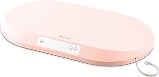 Nukido Babywaage Wiegeschale Baby Waage 40 kg Tragkraft 5 Gramm Genauigkeit Tara Holdfunktion Integrierte Messskala Rosa