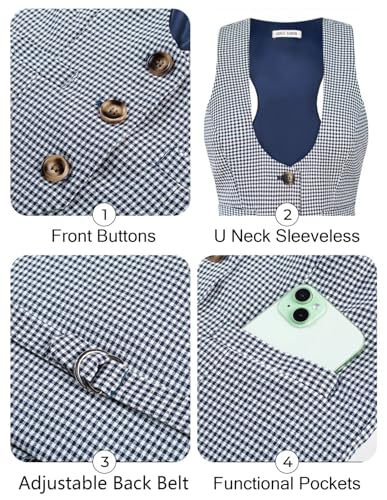Image of GRACE KARIN Women's Suit Vest Top, Dressy Casual Sleeveless Button Waistcoat, Fromal Steampunk Blazer for Work Office