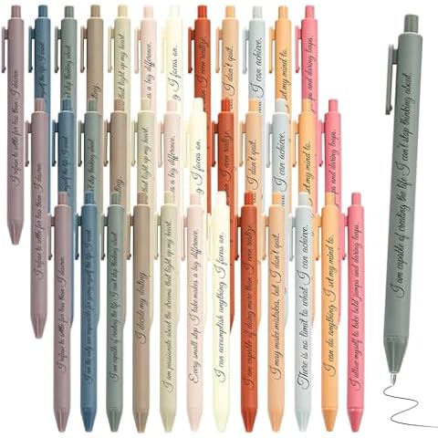 Funrous 48 Pcs Positive Affirmation Pens Bulk Retractable Motivational Ballpoint Pens Inspirational Gift for Staff Teacher Coworker Student Employee Appreciation School Office Home(Color 2) Cover