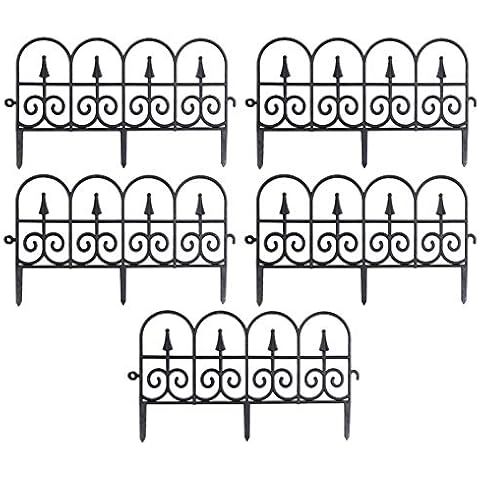 Welltobuy 5 PCS Decorative Garden Fence Folding Fencing Ornamental Panel Border Edge Section Edging Patio Flower Bed Animal Barrier Cover