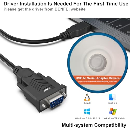 BENFEI USB to Serial Adapter[NOT VGA], 6 Feet USB to RS-232 Male (9-pin) DB9 Serial Cable, Prolific Chipset, Windows 11/10/8.1/8/7, Mac OS X 10.6 and Above（Not VGA） by BENFEI - Image 4