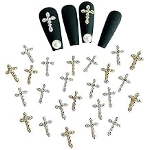 20pcs Retro Cross Nail Charm, Alloy Cross Charms Punk Gothic Nail Art Rhinestones Supplies for Acrylic Nail Decoration, Nail Accessories for Nail DIY Design for Women and Girls