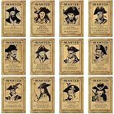 Marspark 12 Pcs Halloween Pirate Wanted Poster 8 x 12 in Party Decor Prop