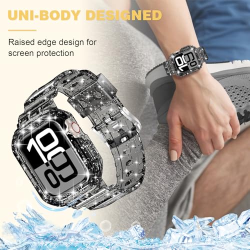 XYF Compatible for Crystal Clear Apple Watch Bands S11/10 42mm GlitterBlack by XYF - Used condition - Image 5