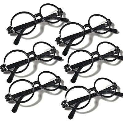 Black Wizard Glasses Plastic Halloween Costume Glasses Round Frame No Lens for St Patrick's Day Wizard Party Favors