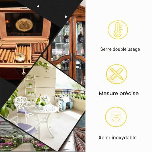 IKadiya Hygromètre Thermomètre, Capteur D'Humidité Moniteur Détecteur Mesures, pour Un Contrôle Fiable Et Confortable De La Température Intérieure,Thermomètre D'extérieur avec Jauge [Argent] – vue 5