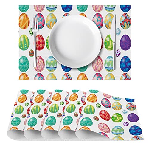 Set de table œufs de Pâques en tissu Oxford lavable et résistant à la chaleur x4