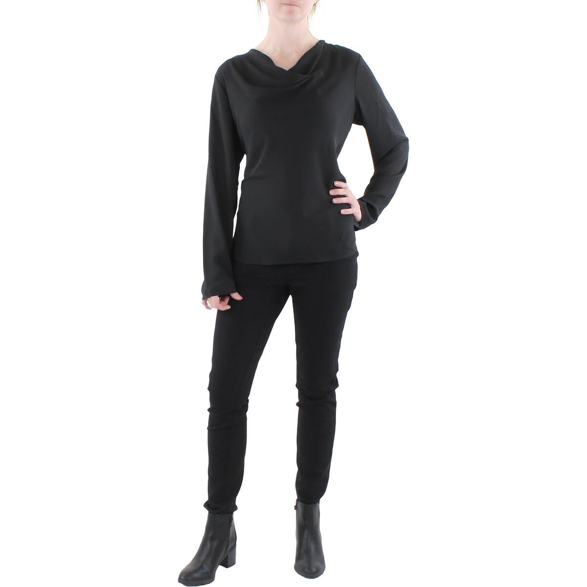 Calvin Klein Blusa drapeada transparente para mujer