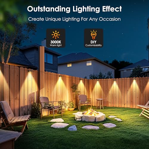 UweSmart Fence Lights Outdoor, 10 Pack Deck Light with Wire, IP65 Waterproof Warm White Step Lights Outdoor for Stairs, Step, Wall, Yard, Porch, Garden, Patio, and Pathway by UweSmart - Image 3