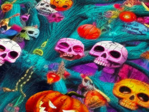Halloween Puzzle 1000 Pieces for Adults - Haunted House, Skulls & Pumpkins Spooky Art | Matte Anti-Glare Finish | Fun & Challenging Puzzle | 27x19 in | Unique Gift | Enjoy - image 7