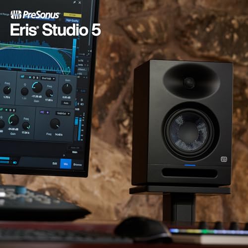 Image of PreSonus Eris Studio 5, 5.25-Inch High-Definition Professional Studio Monitor with Woven Composite LF Driver, XLR, 1 inch Silk-Dome HF Driver, EBM Waveguide, and Acoustic Tuning Controls - Single (Black)