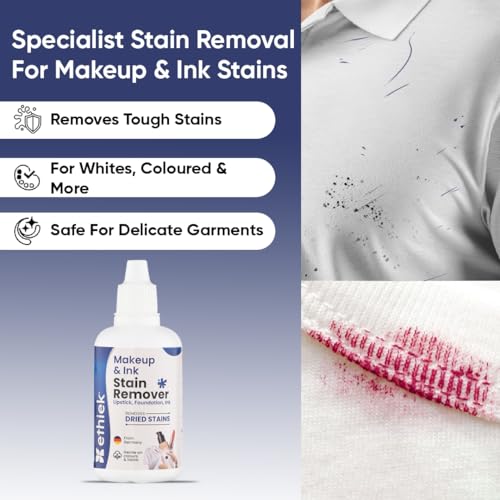 Image of Ethiek Stain Remover for Makeup, Pen, Ink, Cuff & Collar - Ink Remover from Clothes, Removes Foundation, Pen-marks (100 ml)