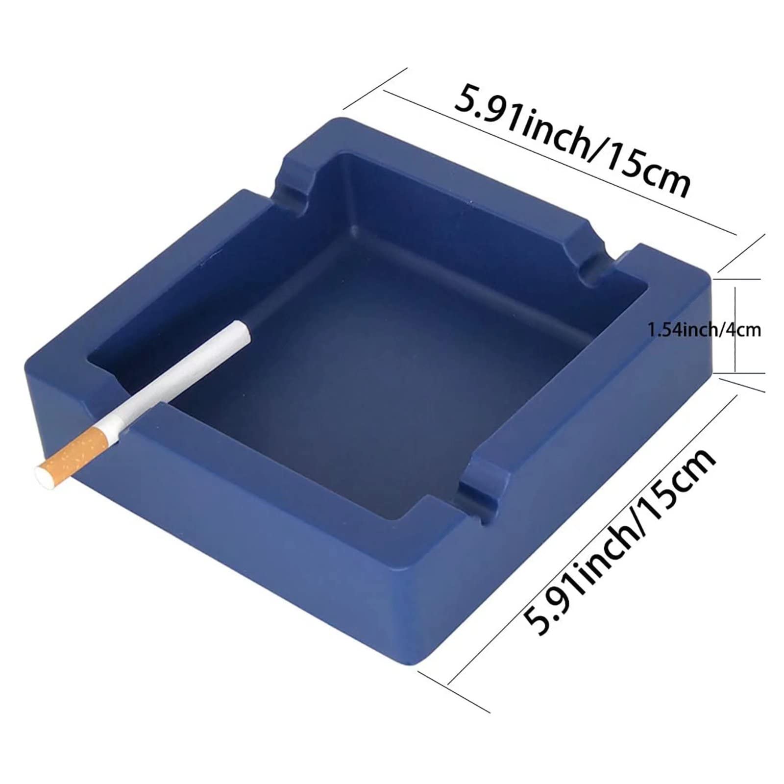 Large Cigar Ashtray Outdoor Ashtray Unbreakable Square Silicone Ashtray Portable Waterproof Dual-Use with 4 Grooves Patio Indoor Home Office Decoration,Novelty Gift for Man,Brothers,Fathers -Blue