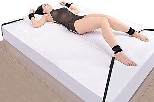 Sujetadores de cama sexuales King correas de cama ajustables para adultos sexuales para mujeres y hombres, esposas de juego rizado atadas en la