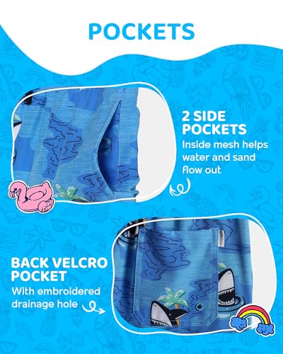 Maamgic Boys Swim Trunks With Compression Liner Toddler Boy Swimsuit Quick Dry 4-Way Stretch Swimming Trunks Swim Ring Shark Blue 7 Years thumb #2