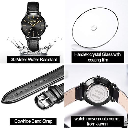 Image of OLEVS Womens Watch Minimalist Simple Slim Thin Original Analog Quartz Dress Wrist Watches Stainless Steel Mesh or Leather Strap Waterproof Watches for Ladies