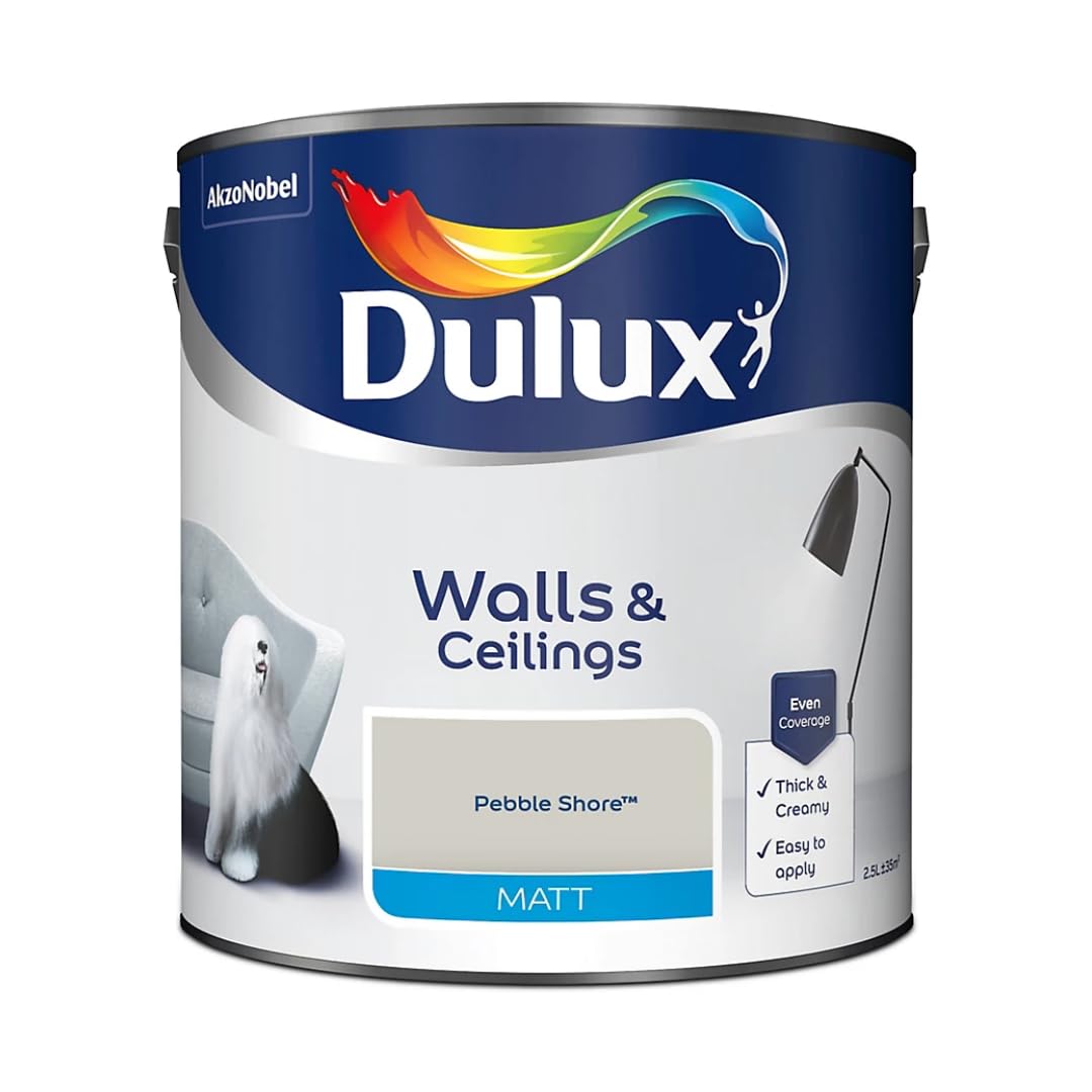 Pebble Shore Walls & Ceilings Matt Emulsion Paint 2.5L – Smooth Creamy Finish, Quick Dry, Low VOC, Easy Application for Interior Walls & Ceilings