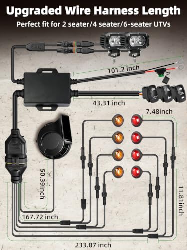 Image of UTV Turn Signal Kit with Horn 4 Inch LED Pod Lights for UTV ATV