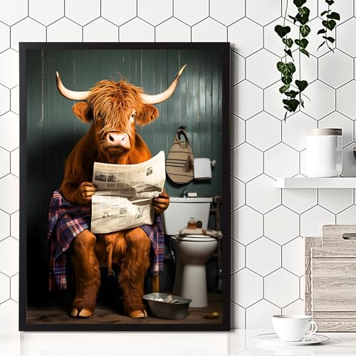 State Media Vision Highland Cow on Toilet Poster - Funny Bathroom Wall Art - Animal Home Decor - Variety of Sizes (Highland Cow on Toilet, A3 Print Only) - Cosy Home Interiors State Media Vision Highland Cow on Toilet Poster - Funny Bathroom Wall Art - Animal Home Decor - Variety of Sizes (Highland Cow on Toilet, A3 Print Only) - Image 5