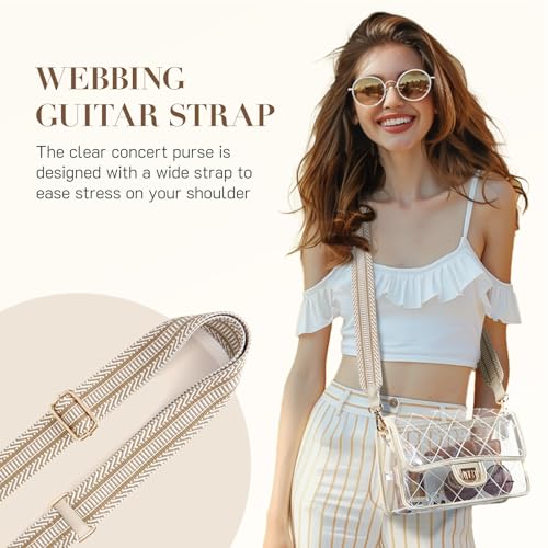 Image of Missnine Clear Bag for Stadium Events Clear Crossbody Purse Stadium Approved Women Transparent Shoulder Bag for Concerts