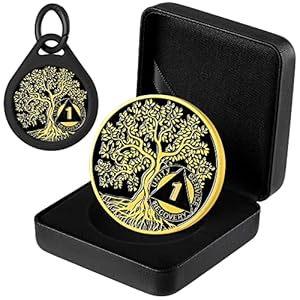Gold Plated Sobriety Coin with Twisted Tree of Life Design – AA Chips and Alcoholics Anonymous Gifts – Perfect for Celebrate Recovery and Sobriety Gifts