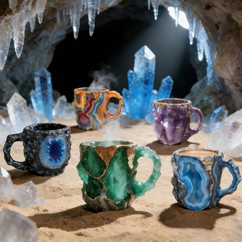 Taza de café mineral con apariencia de ágata natural miniatura 7