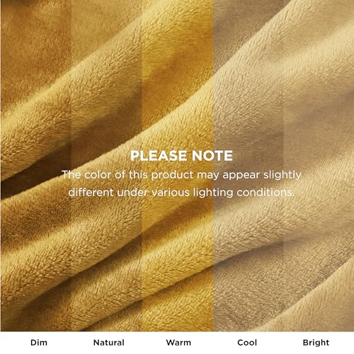 Image of Bedsure Fleece Blanket Queen Blanket Gold Yellow - Bed Blanket Soft Lightweight Plush Fuzzy Cozy Luxury Microfiber, 90x90 inches