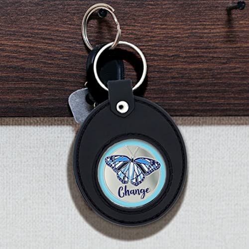 Blue Butterfly Chip Sobriedad con Llavero miniatura 3