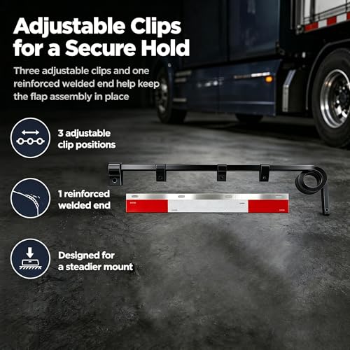 Image of Straight Bar Type Mud Flap Hangers for Semi Truck Mud Flap Hangers for Semi Mud Flaps with Reflective Strip Tape Square Steel Mudflap Hangers with 3 Coils