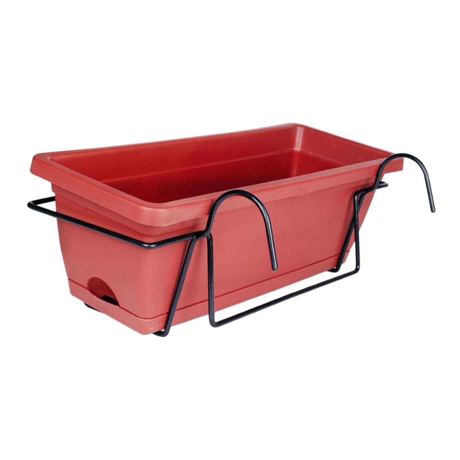 QIXCXAZ Hanging Railing Planter Flower Pot Vase Basket Conveniently Add Flowers And Plants To Balconies With Smart Watering Solutions Vegetable Planter Flower, red