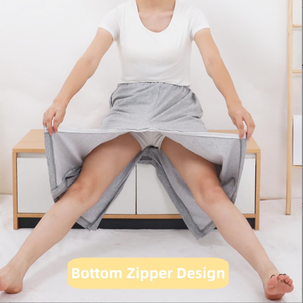 WEEOATAR Bedridden Patient Clothing,Full Open Post Surgery Pants,Patient Care Trousers,Disability Clothing,Post-op Pants
