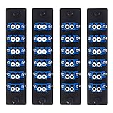VFLTOOL 4 Pack Fiber Patch Panel Enclosure - 6 Duplex LC Adapters, 12 Fiber Optic Ports, LGX Compatible, LC UPC Blue, Single Mode and Multimode Compatible for 1.25G/10GB OS1-2/OM1-3 Networks