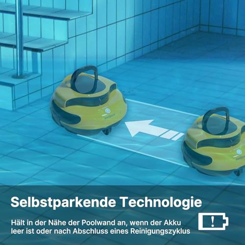 Miniatura 4 de Poolpure Robot De Piscina 2026, Tiempo De Limpieza De 100 Minutos, Motor Doble, Indicadores Led, Función De Aparcamiento Automático, Ipx8, Resistente Al Agua, Aspiradora Inalámbrica Para Piscina