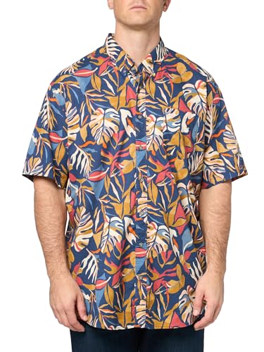 Eddie Bauer Men's Big & Tall Printed Baja Short-Sleeve Shirt Dusted Indigo Medium, Tall