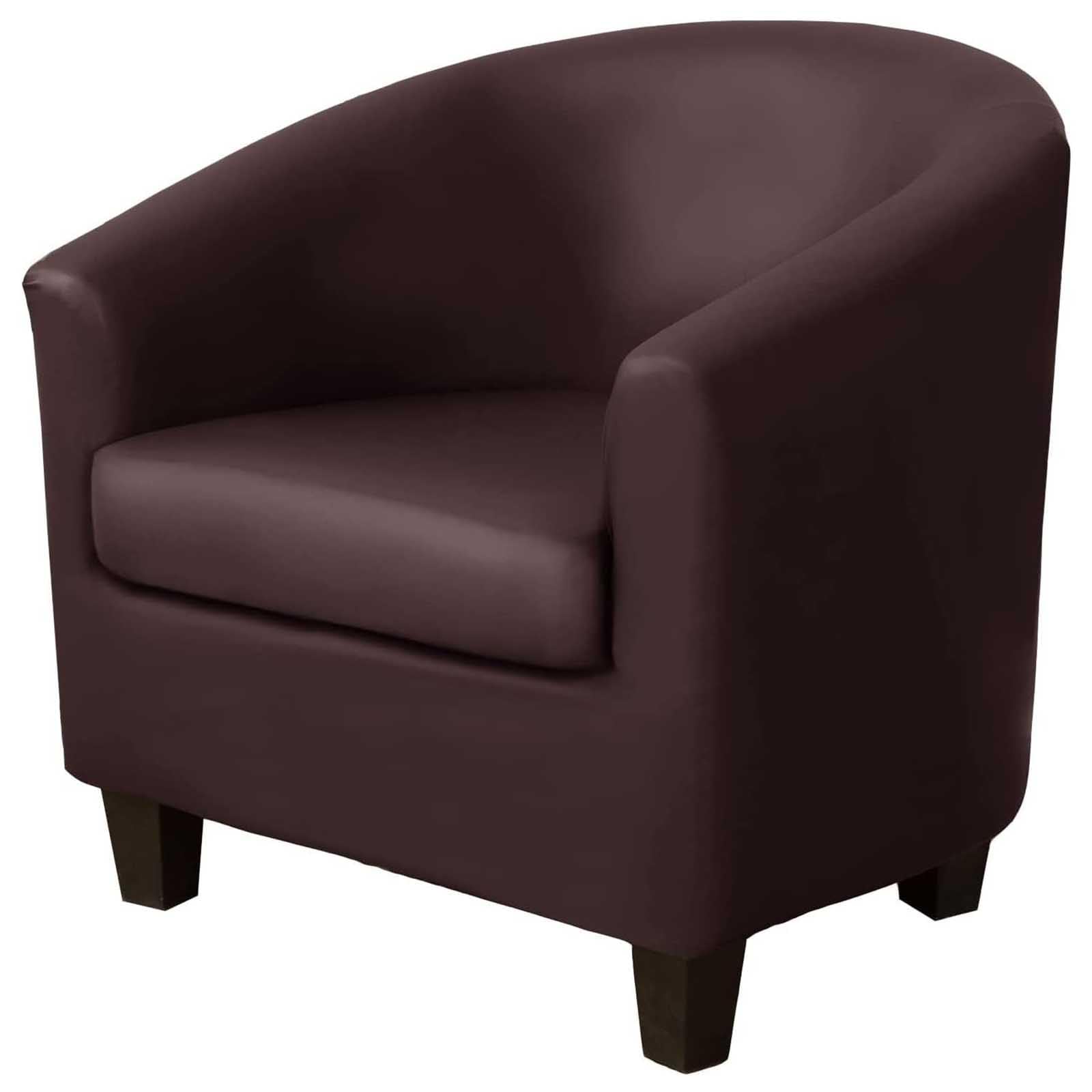 Leomix Waterproof Tub Chair Covers with Cushion Cover, PU Stretch Club Chair Slipcover Furniture Protector, for Bar Counter Living Room,B