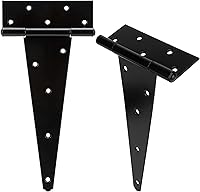 Vista 13 de Bisagras de puerta de cobertizo de 10 pulgadas con correa en T resistentes, bisagras de correa en T negras, bisagra en T forjada para cercas