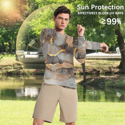 Marble Brown Gray Shirts Summer UPF 50+ Fishing Long Sleeve UV Protection Long Sleeve Hiking4