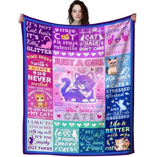 Antibroth Cat Blanket Kitten Gifts for Cat Lovers Girls,Cute Pet Cats Throw Blanket Funny Cat Mom Gifts for Cat Owner Cat Lady 50