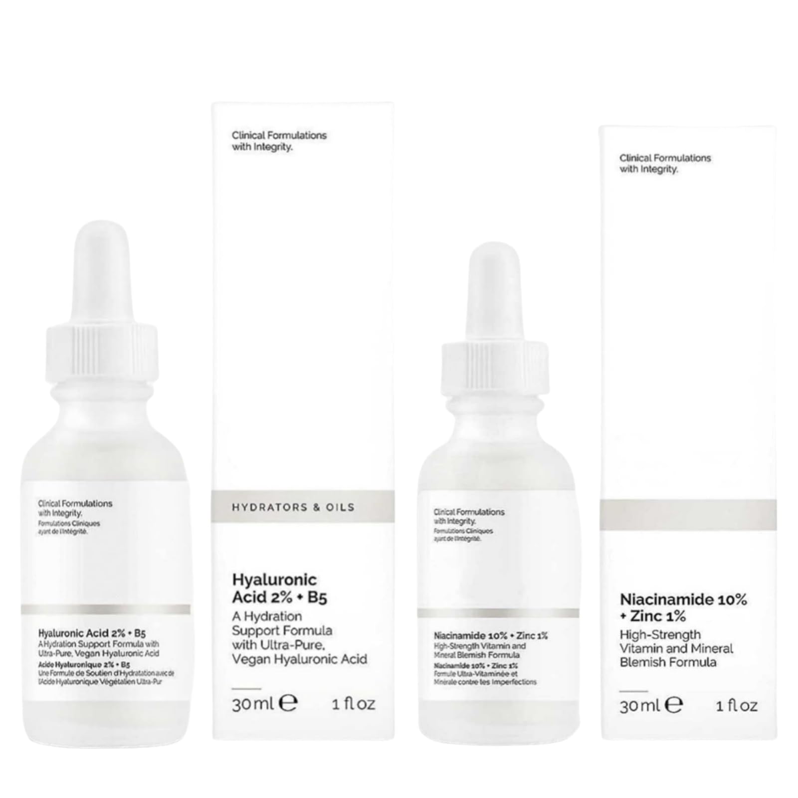 The Original Ordinary Niacinamida 10% + Zinc 1% Serum para el Rostro Hidratante, Minimiza los Poros, Anti Envejecimiento Arrugas Ilumina Da Brillo a la Piel (2PC)