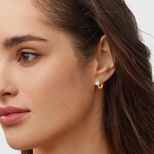 Sereney Sterling Silver Gold Hoop Earrings, 14k Gold Huggies Earrings for Women as Cubic Zirconia Earring, Gold Jewelry With 0.5CT High-Carbon Diamond as Hypoallergenic Hoop Earring For Women2
