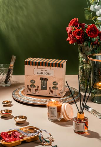 Image of Rad Living Candle Cafe Cold Brew Coffee Gift Box | 100g Soy Wax Candle | Hand-Poured |18+ Hours Burn Time | Reed Diffuser & Room Spray | Perfect for Festivals, Gifting, Home Decor