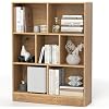 7 Cube Storage Organizer, 4 Tier Open Bookcase, Modern Bookshelves and Bookcases, 41" Floor Standing Wooden Display Bookshelf for Living Room Bedroom Office Natural