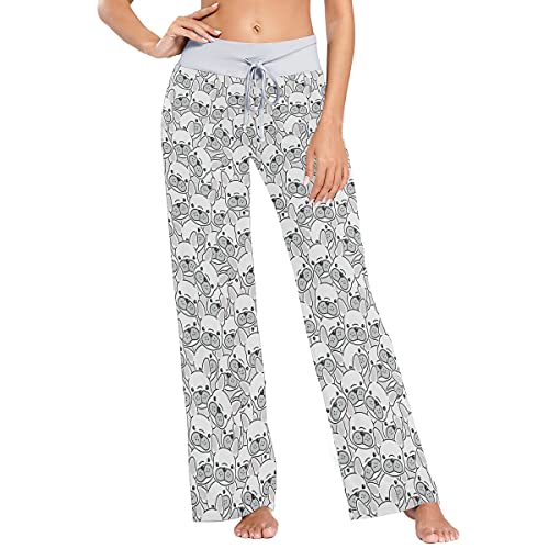 vvfelixl Women'S Pajama Pants French Bulldog Sleepwear Lounge Pajama Bottoms White M