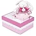 Doudou et Compagnie - Peluche Musicale Bébé - Tournicoti Lapin Cerise - 17 cm - Blanc et Rose - DC2704