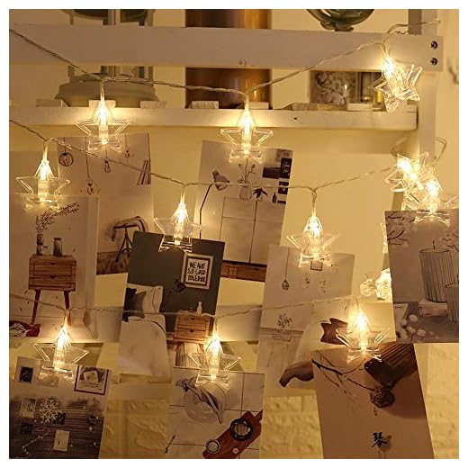 LED ljusslinga för fotoklämmor, LED-klämma bildbelysning slinga, 20 LED-lampor USB-drivna fotopinne ljusslingor, hängande hängande hängande hängande ljusslinga och pinnar, fest bröllop sovrum dekorationer (3 m)