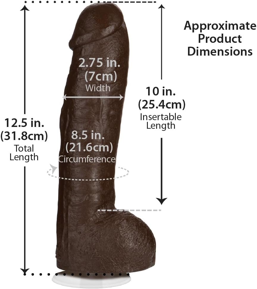 Doc Johnson Signature Series - Bam - 13 Inch Realistic FIRMSKYN Dildo with Removable Vac-U-Lock Suction Cup - F-Machine & Harness Compatible - for Adults Only, Chocolate