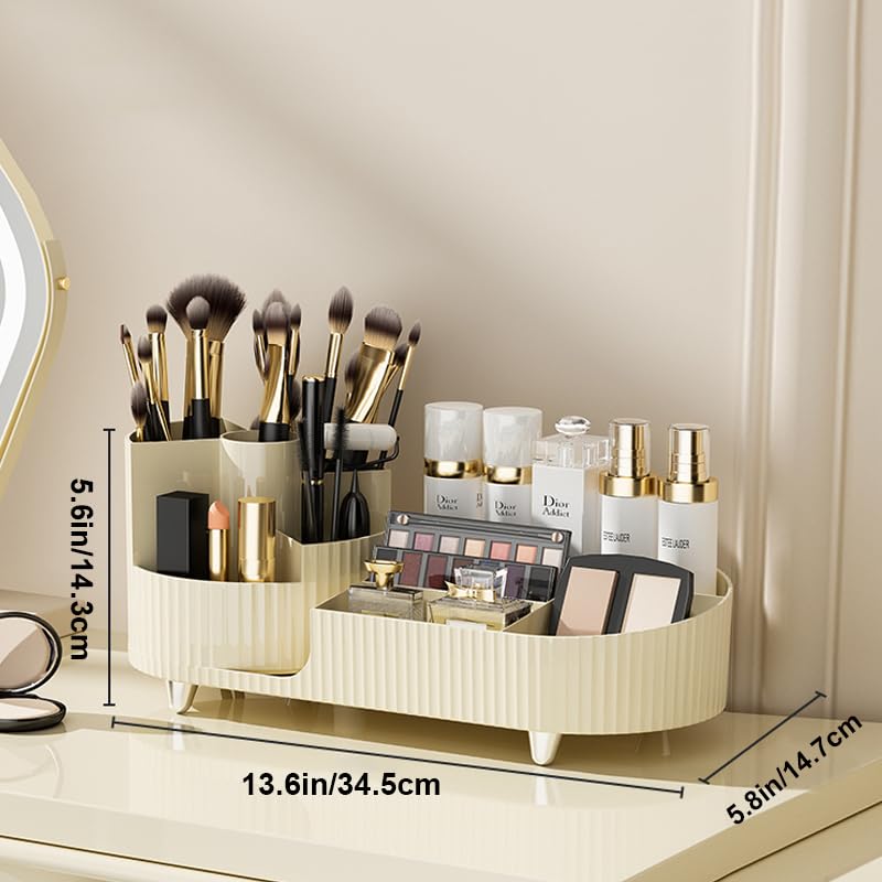 Yivaiks Drehbarer Make-up-Organizer Mit Strass – 4 Fächer & Pinselhalter, 33 Cm Hoch