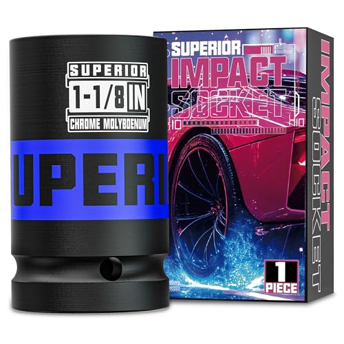 Image of 3 /4 inch Drive Impact Socket, 1-1 /8 Inch Deep Socket, SAE Axle Nut Socket, 6 Point, CR-MO, Automotive, Truck Maintenance, Heavy Equipment Repair